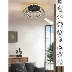 Ventilateur de plafond Reality KARLSBORG LED Noir, 1 lumière, Télécommandes