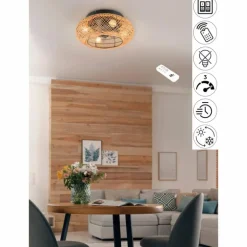 Ventilateur de plafond Reality LILLESAND Noir, 4 lumières, Télécommandes