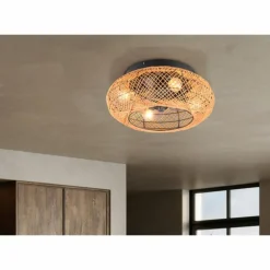 Ventilateur de plafond Reality LILLESAND Noir, 4 lumières, Télécommandes