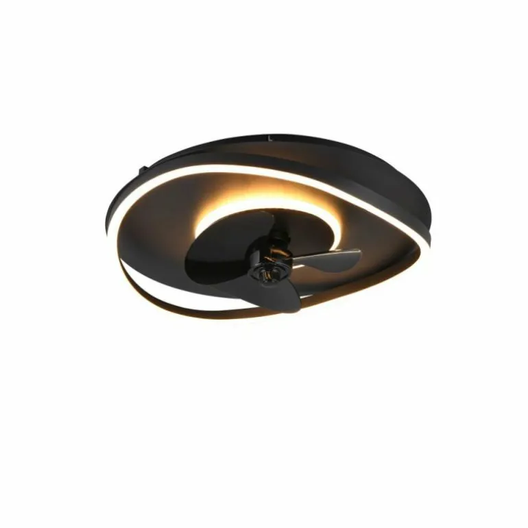Ventilateur de plafond Reality SORTLAND LED Noir, 1 lumière, Télécommandes
