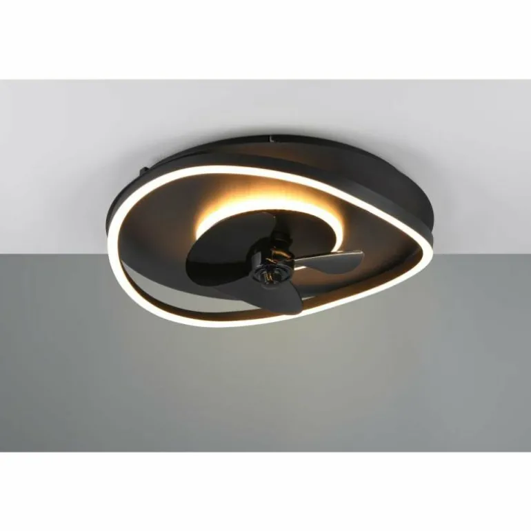 Ventilateur de plafond Reality SORTLAND LED Noir, 1 lumière, Télécommandes