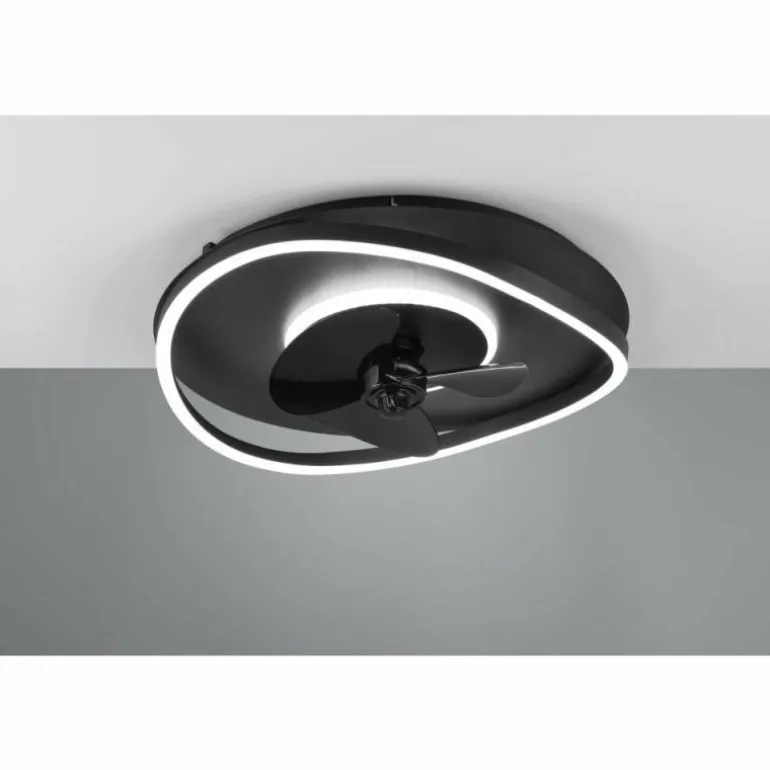 Ventilateur de plafond Reality SORTLAND LED Noir, 1 lumière, Télécommandes