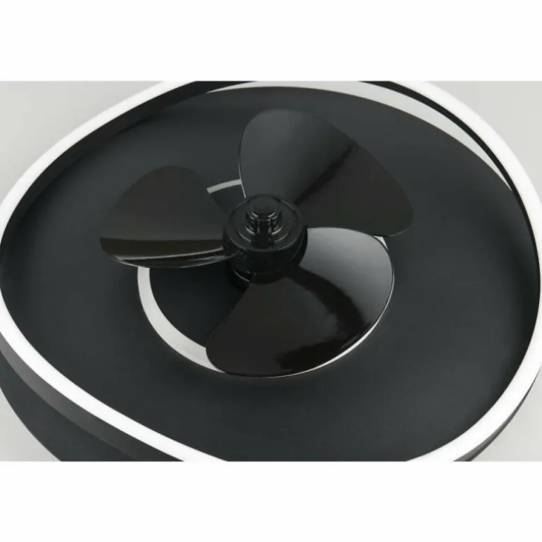Ventilateur de plafond Reality SORTLAND LED Noir, 1 lumière, Télécommandes