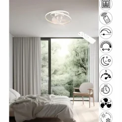 Ventilateur de plafond Reality UMEA LED Blanc, 1 lumière, Télécommandes