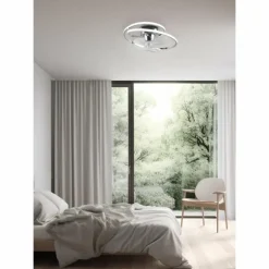 Ventilateur de plafond Reality UMEA LED Chrome, 1 lumière, Télécommandes