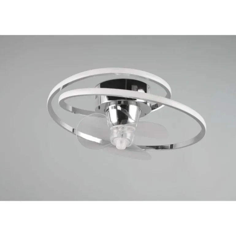 Ventilateur de plafond Reality UMEA LED Chrome, 1 lumière, Télécommandes