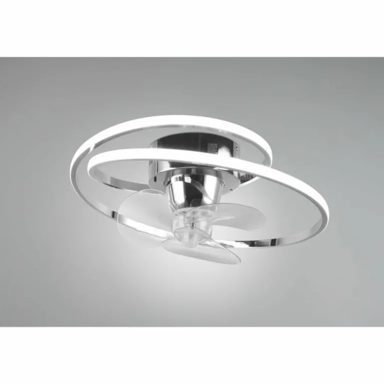Ventilateur de plafond Reality UMEA LED Chrome, 1 lumière, Télécommandes