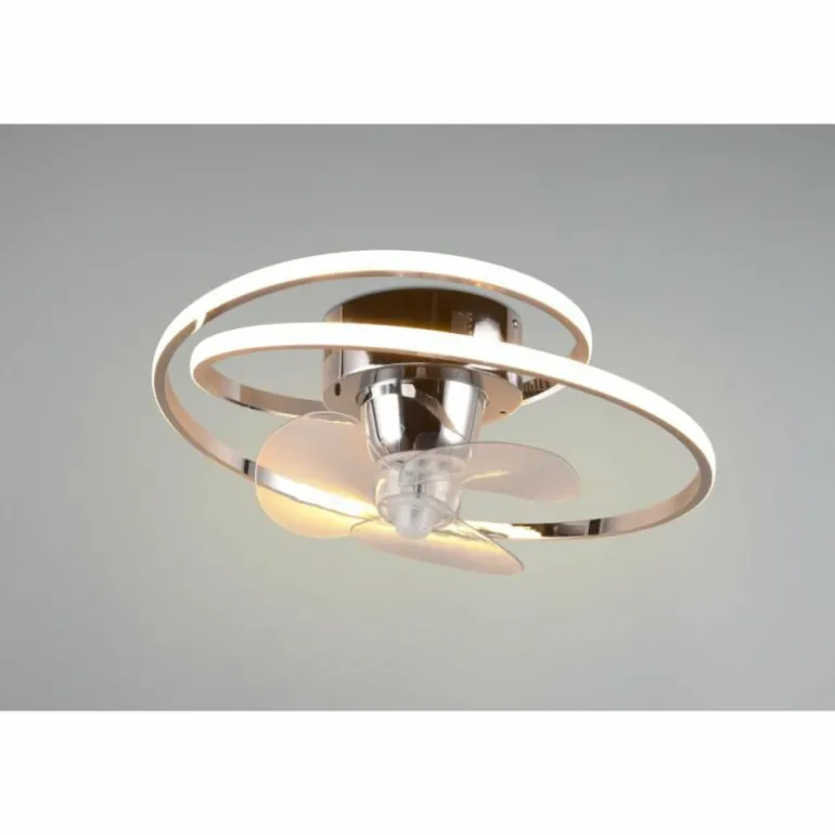 Ventilateur de plafond Reality UMEA LED Chrome, 1 lumière, Télécommandes