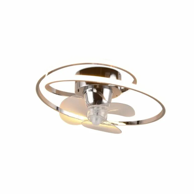 Ventilateur de plafond Reality UMEA LED Chrome, 1 lumière, Télécommandes