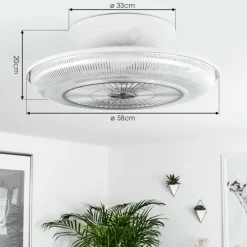 Ventilateur de plafond Riccione LED Blanc, 1 lumière, Télécommandes, Changeur de couleurs