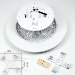 Ventilateur de plafond Riccione LED Blanc, 1 lumière, Télécommandes, Changeur de couleurs