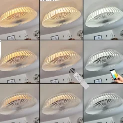 Ventilateur de plafond Rivarotta LED Blanc, 1 lumière, Télécommandes