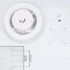 Ventilateur de plafond Rivarotta LED Blanc, 1 lumière, Télécommandes