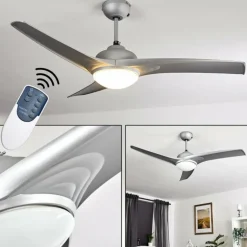 Ventilateur de plafond Sanford Argenté, 1 lumière, Télécommandes