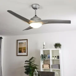 Ventilateur de plafond Sanford Argenté, 1 lumière, Télécommandes