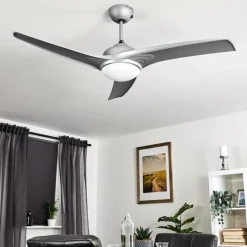 Ventilateur de plafond Sanford Argenté, 1 lumière, Télécommandes