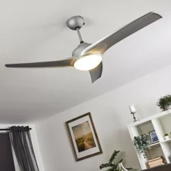 Ventilateur de plafond Sanford Argenté, 1 lumière, Télécommandes