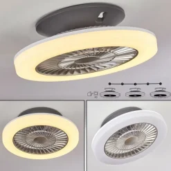 Ventilateur de plafond Somalia LED Argenté, Transparent, 1 lumière