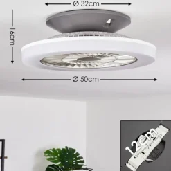 Ventilateur de plafond Somalia LED Argenté, Transparent, 1 lumière