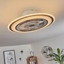Ventilateur de plafond Terradura LED Chrome, Noir, Blanc, 1 lumière, Télécommandes
