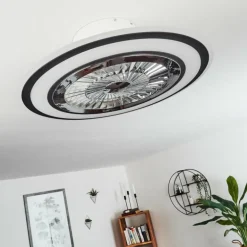 Ventilateur de plafond Terradura LED Chrome, Noir, Blanc, 1 lumière, Télécommandes