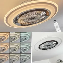 Ventilateur de plafond Terradura LED Chrome, Blanc, 1 lumière, Télécommandes