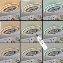 Ventilateur de plafond Terradura LED Chrome, Blanc, 1 lumière, Télécommandes