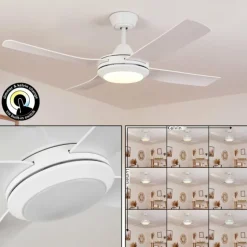 Ventilateur de plafond Tjerne LED Blanc, 1 lumière