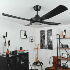 Ventilateur de plafond Tjerne LED Noir, 1 lumière, Télécommandes