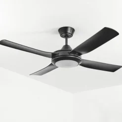 Ventilateur de plafond Tjerne LED Noir, 1 lumière, Télécommandes