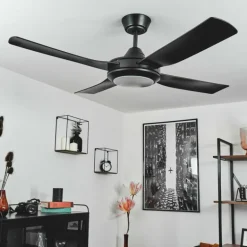 Ventilateur de plafond Tjerne LED Noir, 1 lumière, Télécommandes