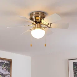 Ventilateur de plafond Trillo Gris, Nickel mat, Blanc, 1 lumière