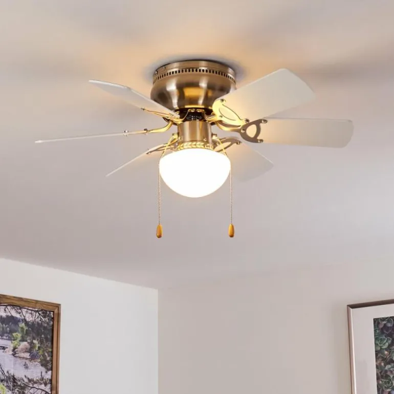 Ventilateur de plafond Trillo Gris, Nickel mat, Blanc, 1 lumière