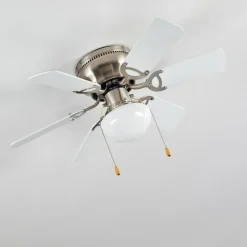 Ventilateur de plafond Trillo Gris, Nickel mat, Blanc, 1 lumière