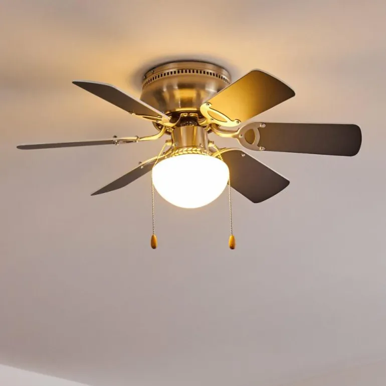 Ventilateur de plafond Trillo Gris, Nickel mat, Blanc, 1 lumière