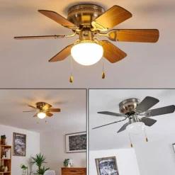 Ventilateur de plafond Trillo Nickel mat, 1 lumière