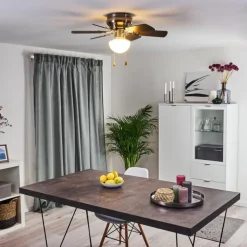 Ventilateur de plafond Trillo Gris, Bois clair, Nickel mat, 1 lumière