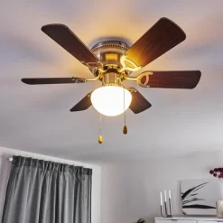 Ventilateur de plafond Trillo Gris, Bois clair, Nickel mat, 1 lumière