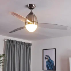 Ventilateur de plafond Varazze Nickel mat, Transparent, 1 lumière, Télécommandes