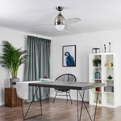 Ventilateur de plafond Varazze Nickel mat, Transparent, 1 lumière, Télécommandes