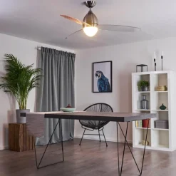 Ventilateur de plafond Varazze Nickel mat, Transparent, 1 lumière, Télécommandes