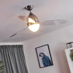 Ventilateur de plafond Varazze Nickel mat, Transparent, 1 lumière, Télécommandes