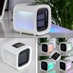 Ventilateur de table Chania LED Noir, Blanc, 1 lumière, Changeur de couleurs