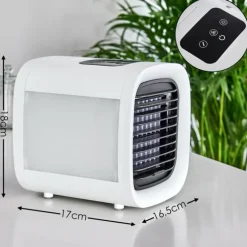 Ventilateur de table Chania LED Noir, Blanc, 1 lumière, Changeur de couleurs