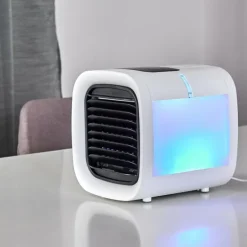 Ventilateur de table Chania LED Noir, Blanc, 1 lumière, Changeur de couleurs