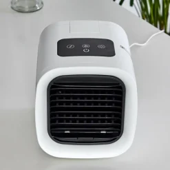 Ventilateur de table Chania LED Noir, Blanc, 1 lumière, Changeur de couleurs