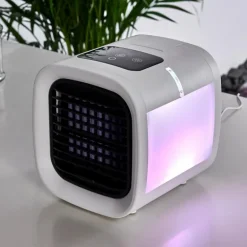 Ventilateur de table Chania LED Noir, Blanc, 1 lumière, Changeur de couleurs