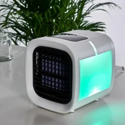 Ventilateur de table Chania LED Noir, Blanc, 1 lumière, Changeur de couleurs