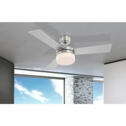 Ventilateur Globo ALANA Acier inoxydable, Nickel mat, 2 lumières, Télécommandes