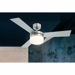 Ventilateur Globo ALANA Acier inoxydable, Nickel mat, 2 lumières, Télécommandes